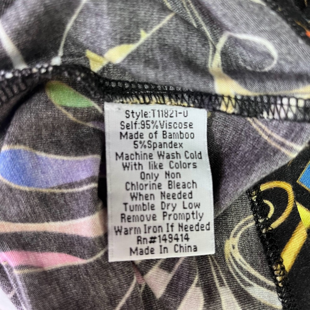 Johnny Was Women's Floral Greek Key Bamboo V-Neck Long Sleeve Top T11821 Size L - Picture 7 of 10